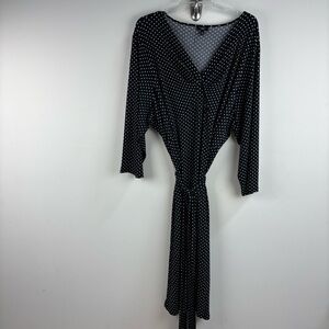 Talbots Black polka dot jersey knit tie waist dress size 22W